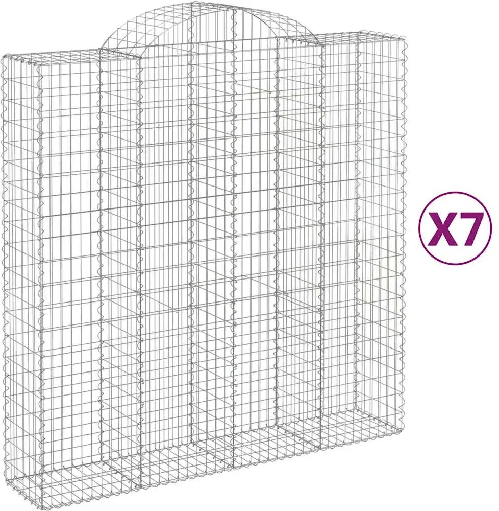 vidaXL Coșuri gabion arcuite, 7 buc 200x50x200/220 cm, fier galvanizat