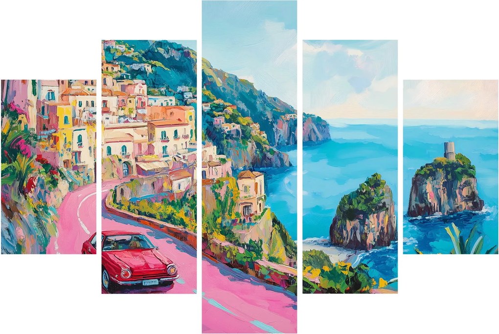 Tablou - Drum roz pe coastă (150x105 cm)