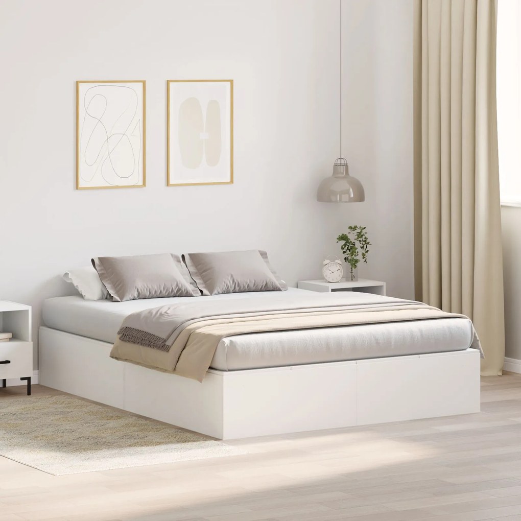 vidaXL Cadru de pat cu depozitare alb 160 x 200 cm