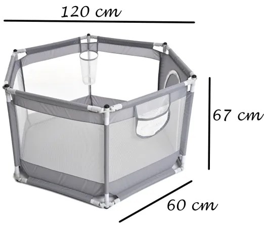 Țarc de joacă 120 cm gri