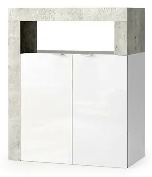Dulap coloana mediu LC Mobili Italia Hamburg 64x78 cm finisaj alb lucios/gri beton