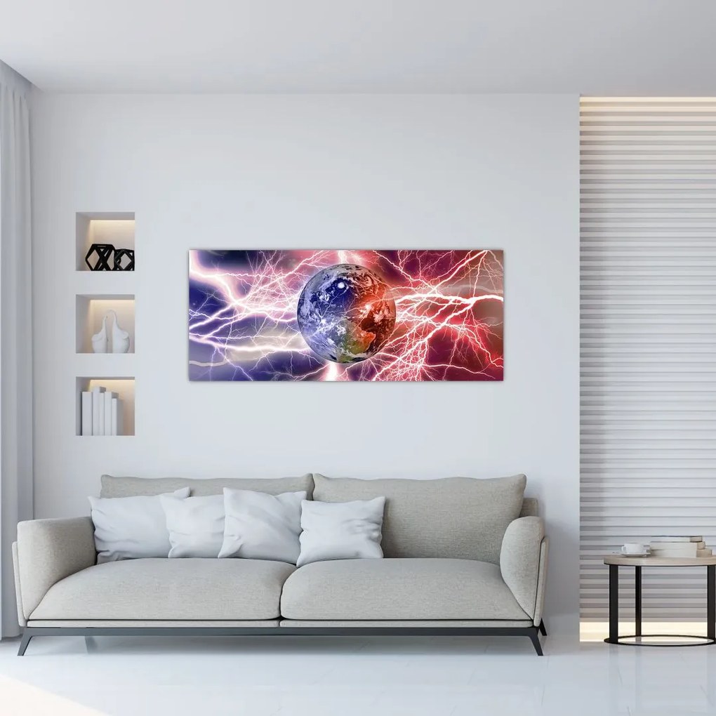 Tablou - Globul pământen în curenți (120x50 cm)