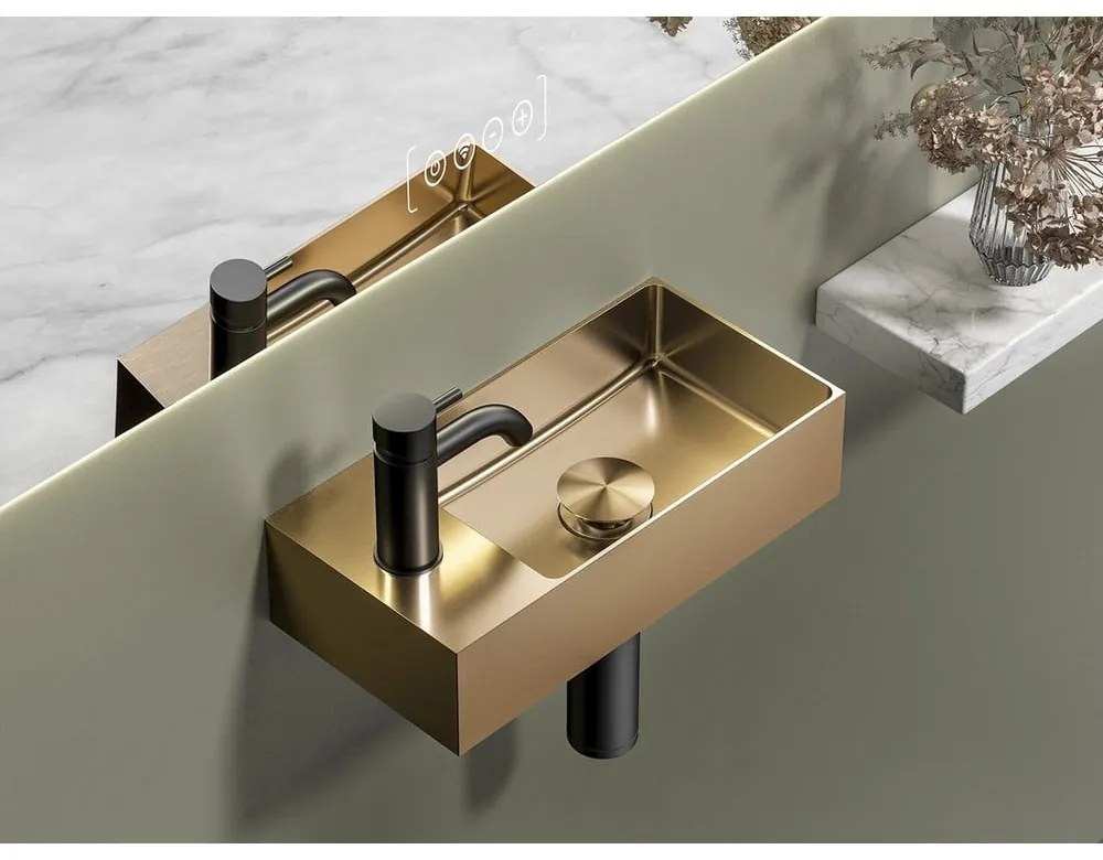 Chiuvetă mică pentru WC arămie din oțel inoxidabil 36,5x18 cm Aurum – Sapho