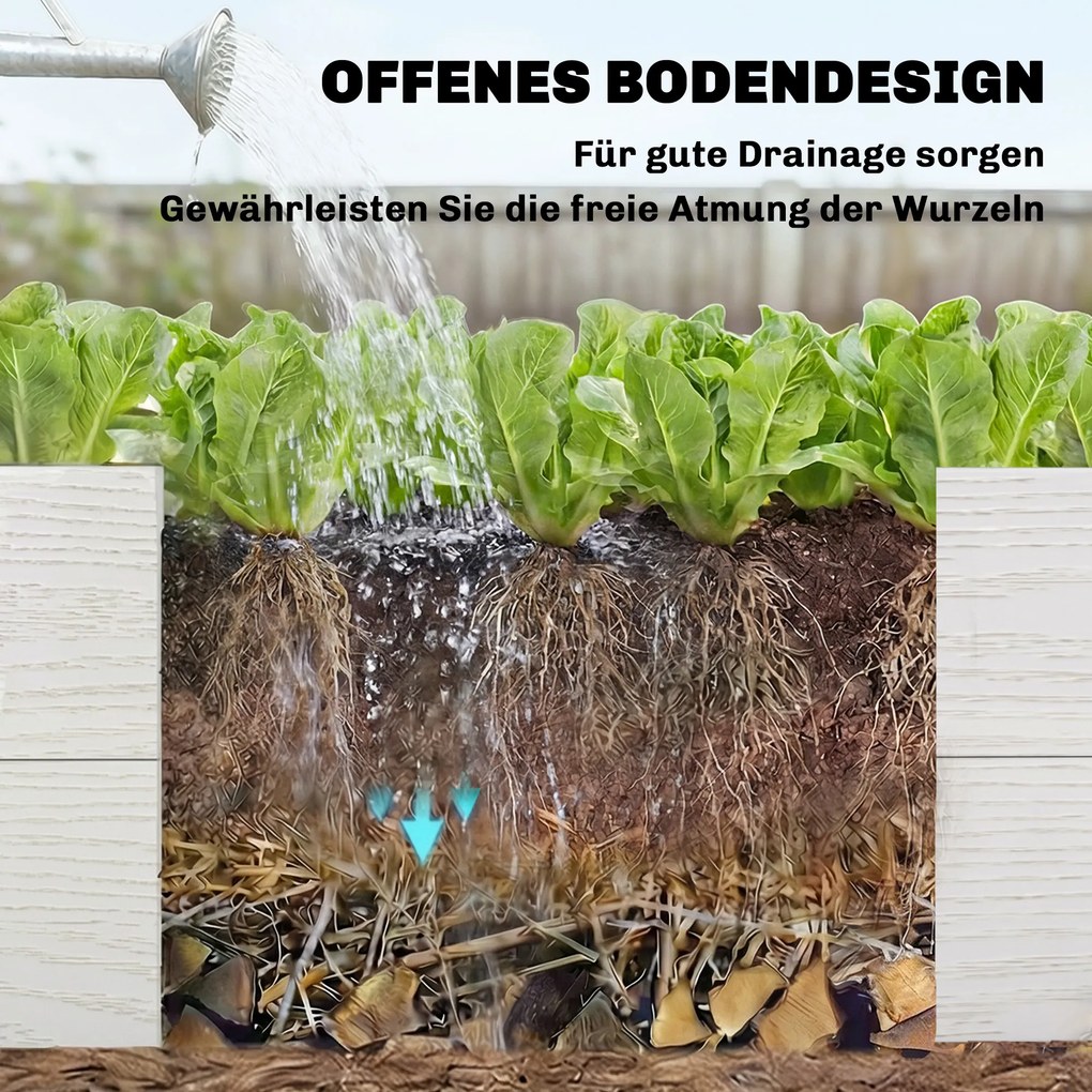 Outsunny Pat de grădină înalt 3 niveluri, stivabil, cu fund deschis, jardiniere modulare montaj DIY din plastic | Aosom Romania