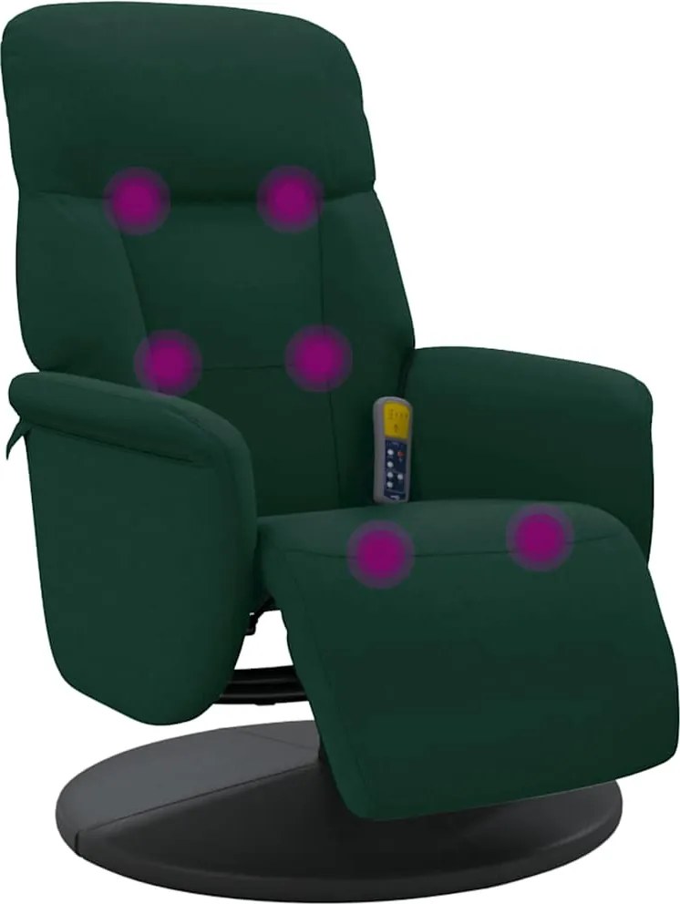 vidaXL Fotoliu masaj rabatabil cu taburet, verde închis, catifea
