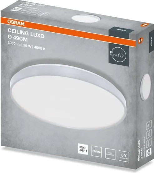 Osram Plafonieră LED CEILING LUXO, 36 W/230 V, Ø 49 cm, argintie