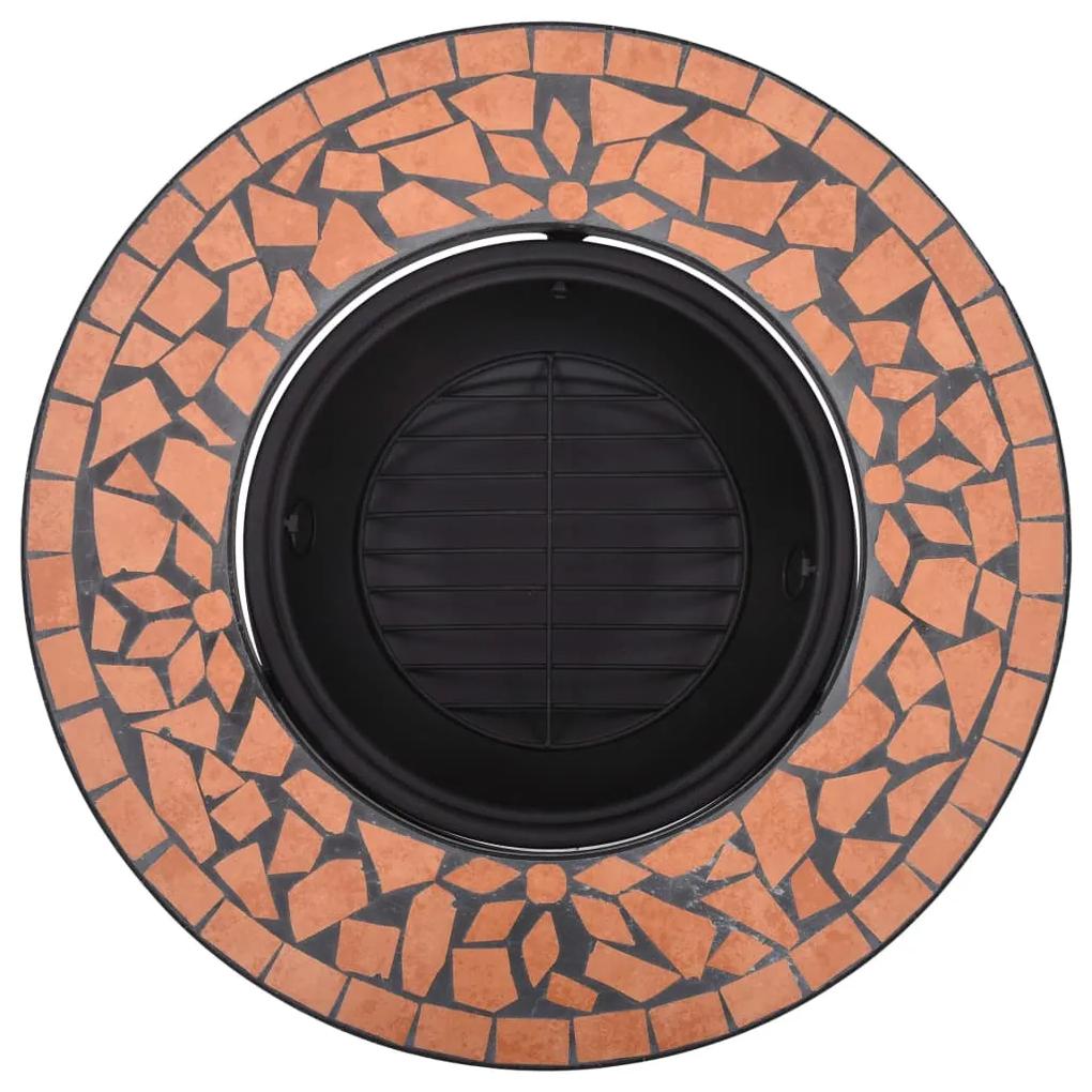 Vatra de foc cu mozaic, caramiziu, 68 cm, ceramica Terracota