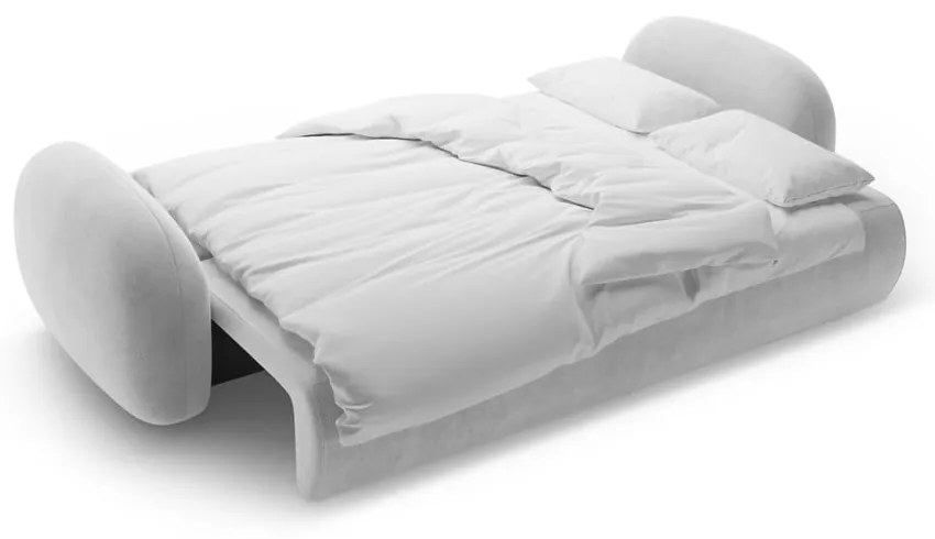 Canapea gri deschis extensibilă/cu spațiu de depozitare cu tapițerie din catifea 262 cm Tonale – Cosmopolitan Design