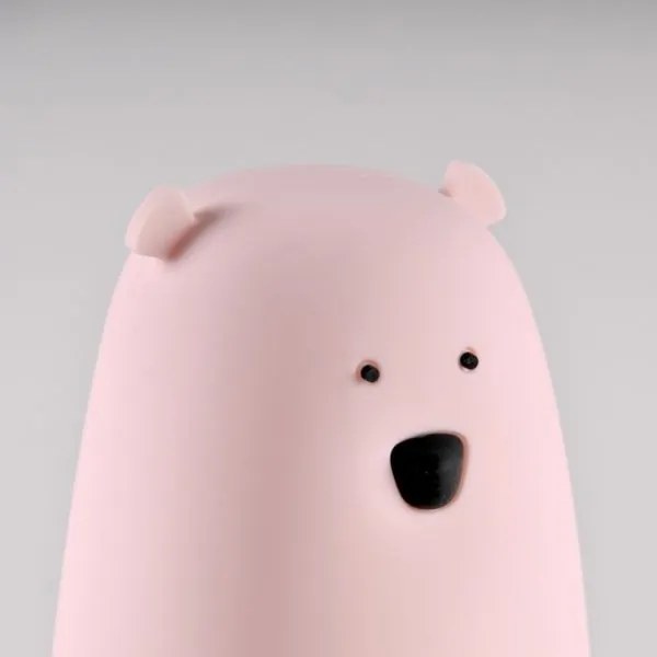 Lampă LED RGB pentru copii BEAR, tactilă, 0,8W, 5V, roz + USB