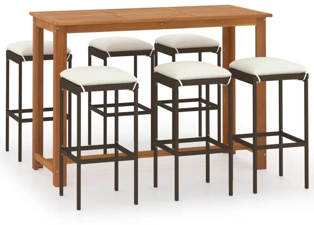 3068010 vidaXL Set mobilier de bar de grădină cu perne, 7 piese, maro