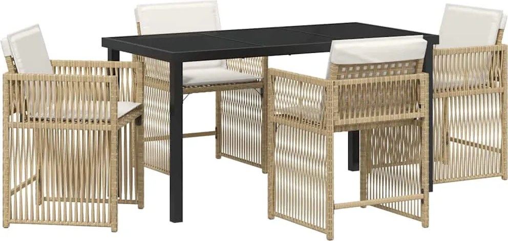vidaXL Set de masă pentru grădină 5 pcs Bej poliratan