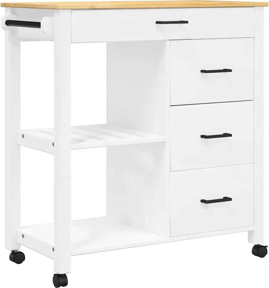 vidaXL Cărucior de bucătărie „MONZA”, 84x40x88,5 cm, lemn masiv de pin