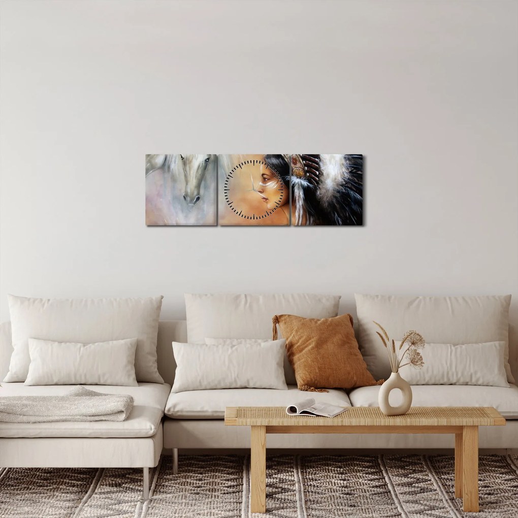 Tablou - Farmecele indienilor (cu ceas) (90x30 cm)