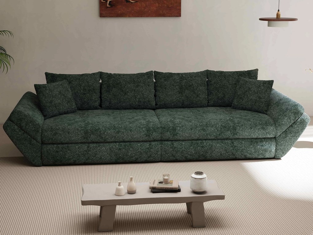 Canapea extensibilă dumonde cu ladă de depozitare si sezut confortabil din spuma high-density, Loana Euphoria Verde 300x100 cm