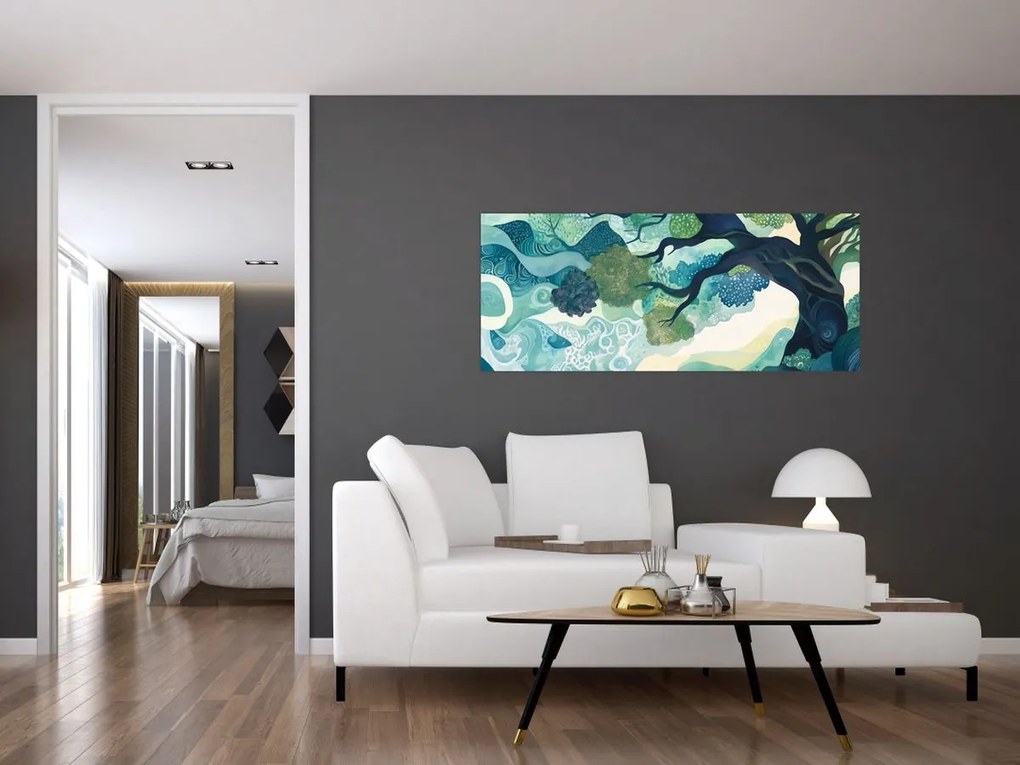 Tablou – Coroană verde a arborelui vieții (120x50 cm)