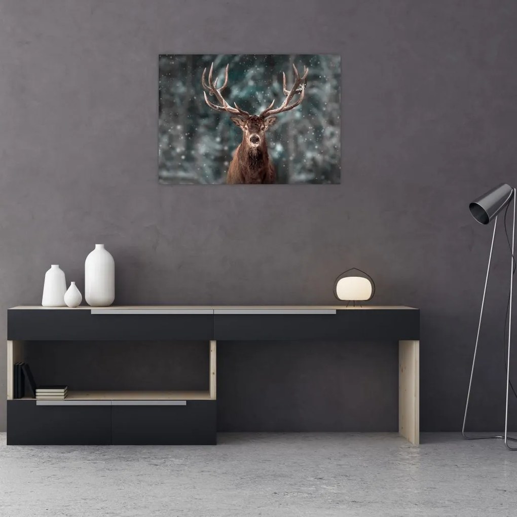 Tablou pe sticlă - Cerbul majestic (70x50 cm)