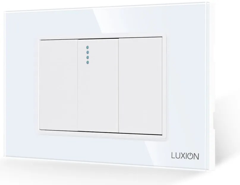 Intrerupator Simplu Mecanic 1M si 2 Taste False LUXION cu Rama din Sticla, Standard Italian, 3M