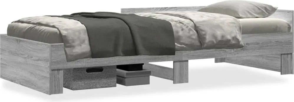 vidaXL Cadru de pat, gri sonoma, 90x200 cm, lemn prelucrat