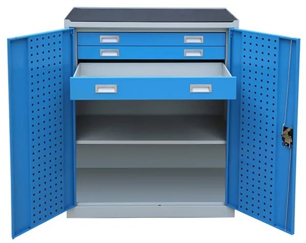 Cutie de scule metalica, 92 x 50 x 117 cm, incuietoare cu cilindru, albastru - ral 5012