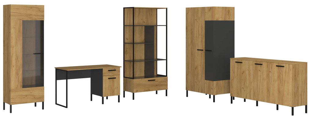 Comodă Shanna (Stejar craft auriu + antracit). 1053222