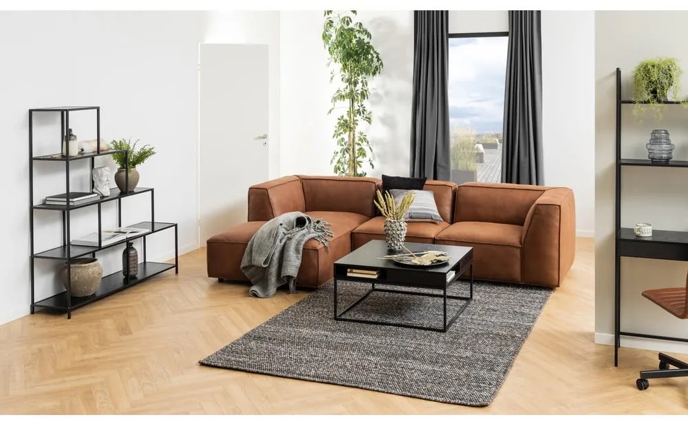 Colțar din piele reciclată Bonami Selection Fairfield, colț stânga, 282 cm, maro coniac