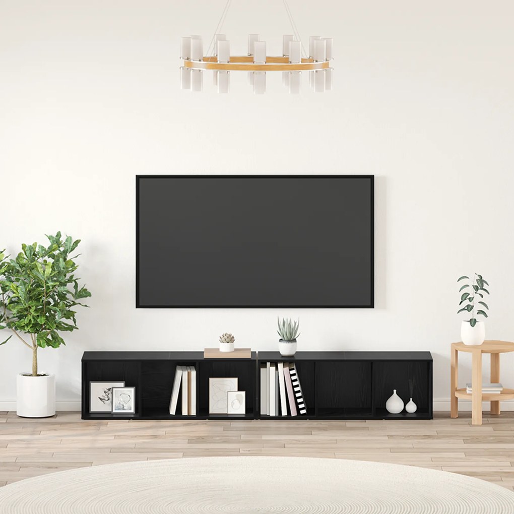 vidaXL Set comodă TV 2 pcs Stejar Negru Lemn compozit