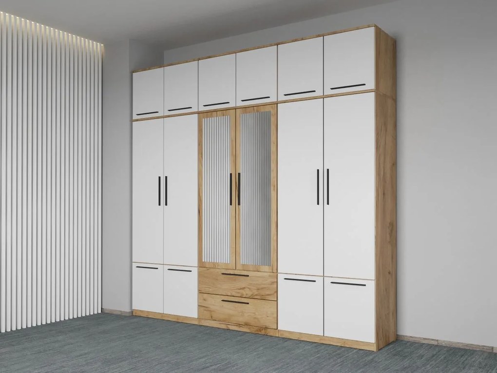 Set mobila dormitor 4 piese Alb/Stejar Levi C30