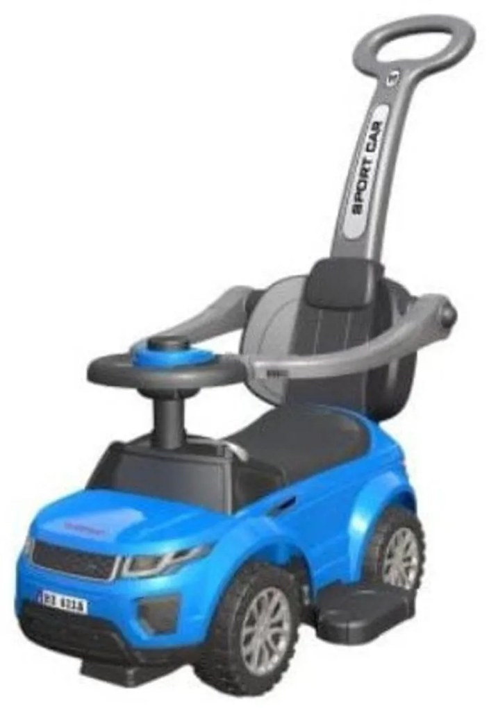 Masinuta copii si bebe Jolly Kids™ Sport Car, cu melodii, maner de impins pentru parinti, bara de protectie, design modern, Albastru