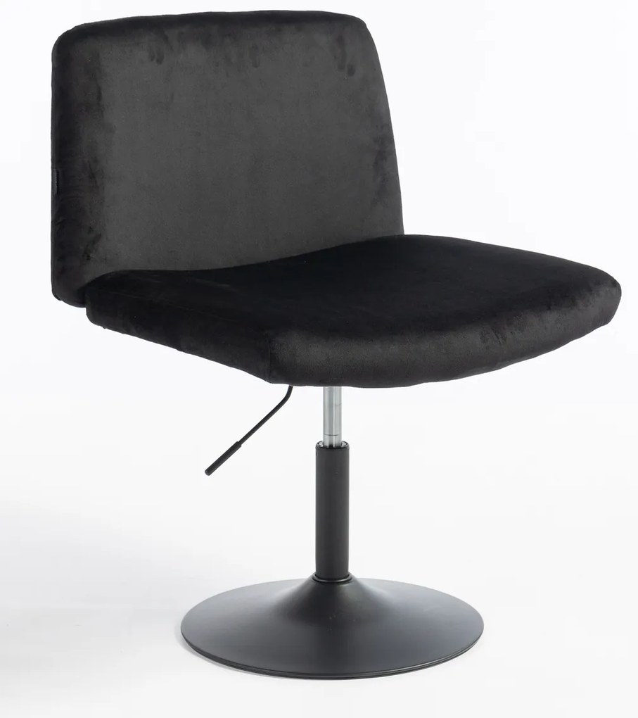 HR150N Scaun Neagră din Catifea cu Bază Neagră
