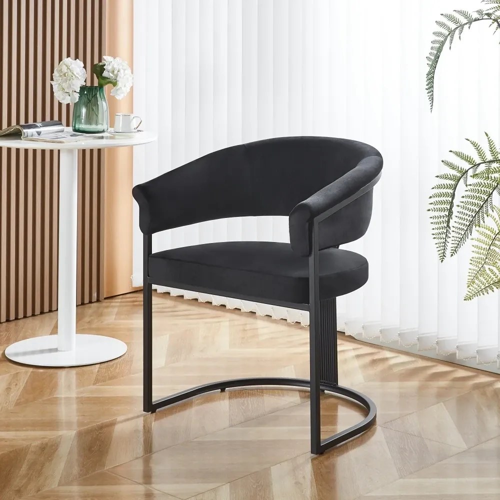 RESIGILAT- Scaun dining, cadru metalic negru, tapiterie catifea, Negru/Negru