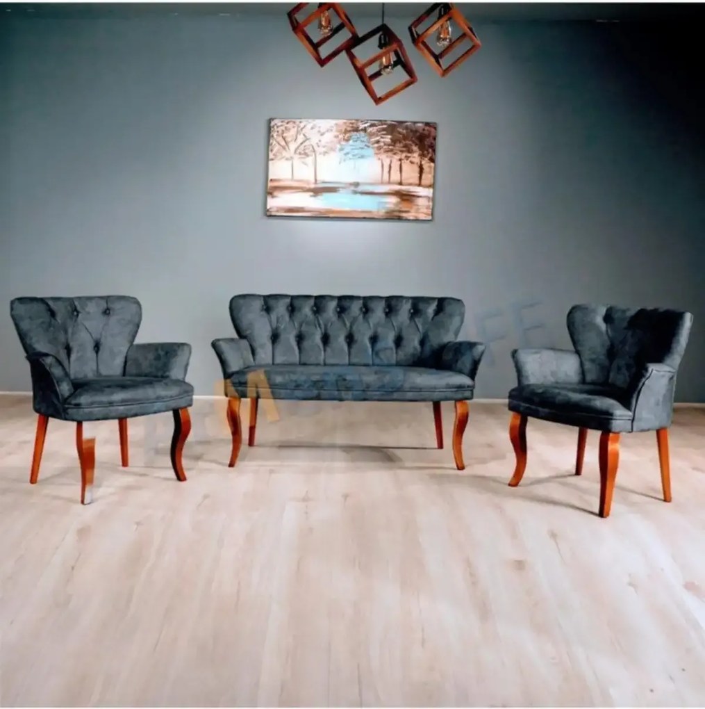 Set canapea 2 locuri cu 2 fotolii, Cafe Homs gri