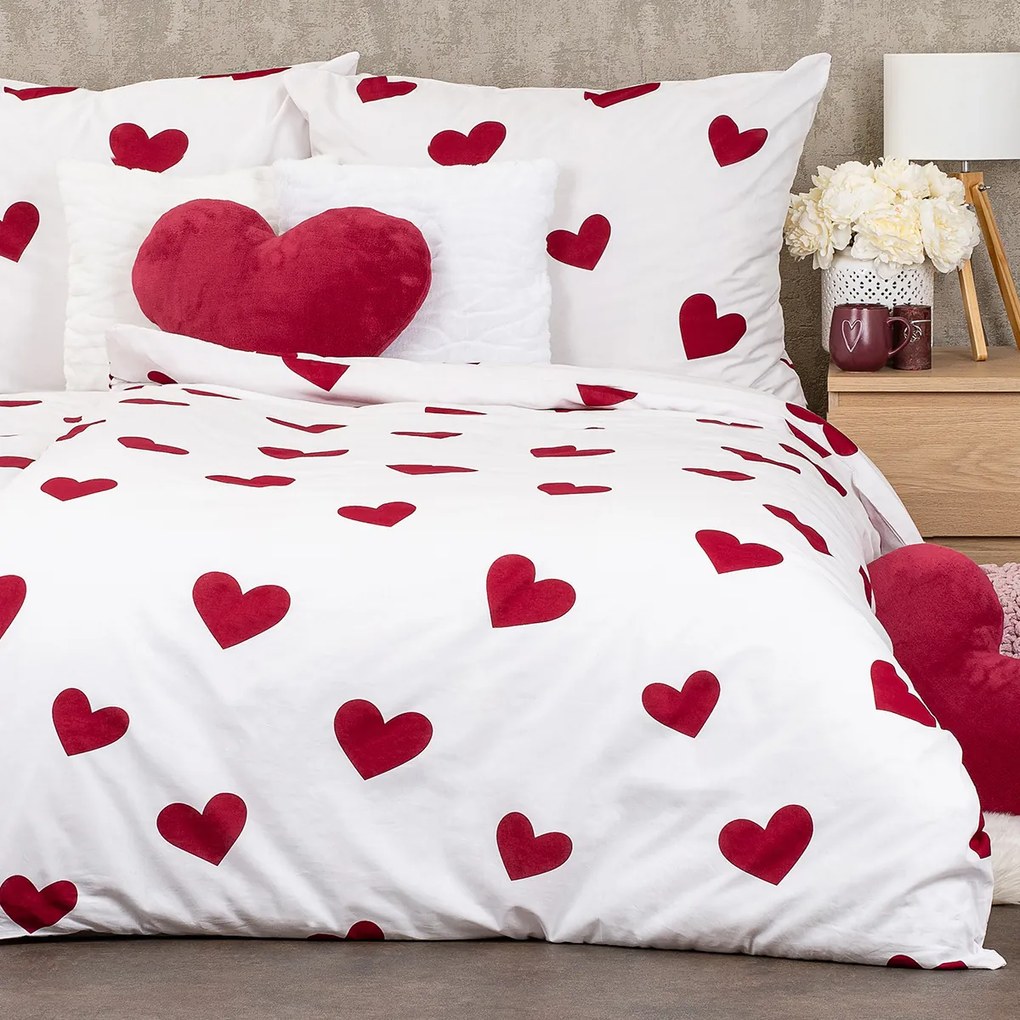 Lenjerie de pat din bumbac 4Home Red Hearts , 140x 220 cm, 70 x 90 cm, 140 x 220 cm, 70 x 90 cm