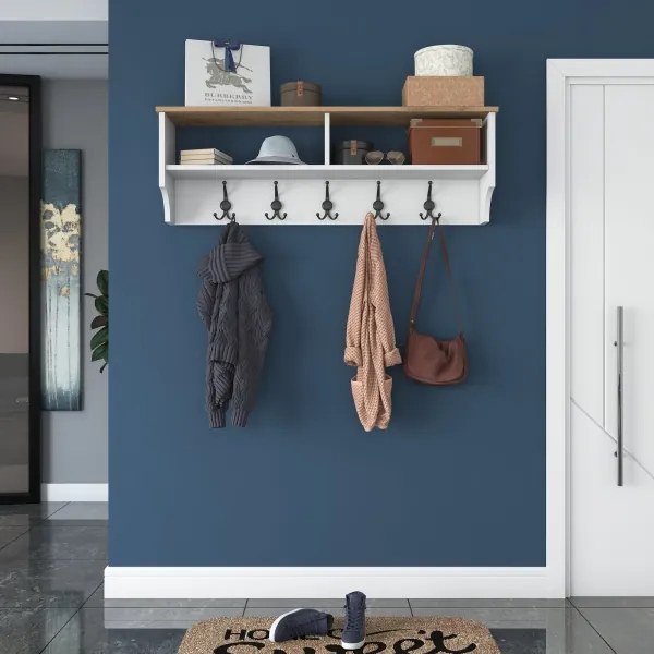 Cuier de perete RANI 120x37,2 cm alb/bej