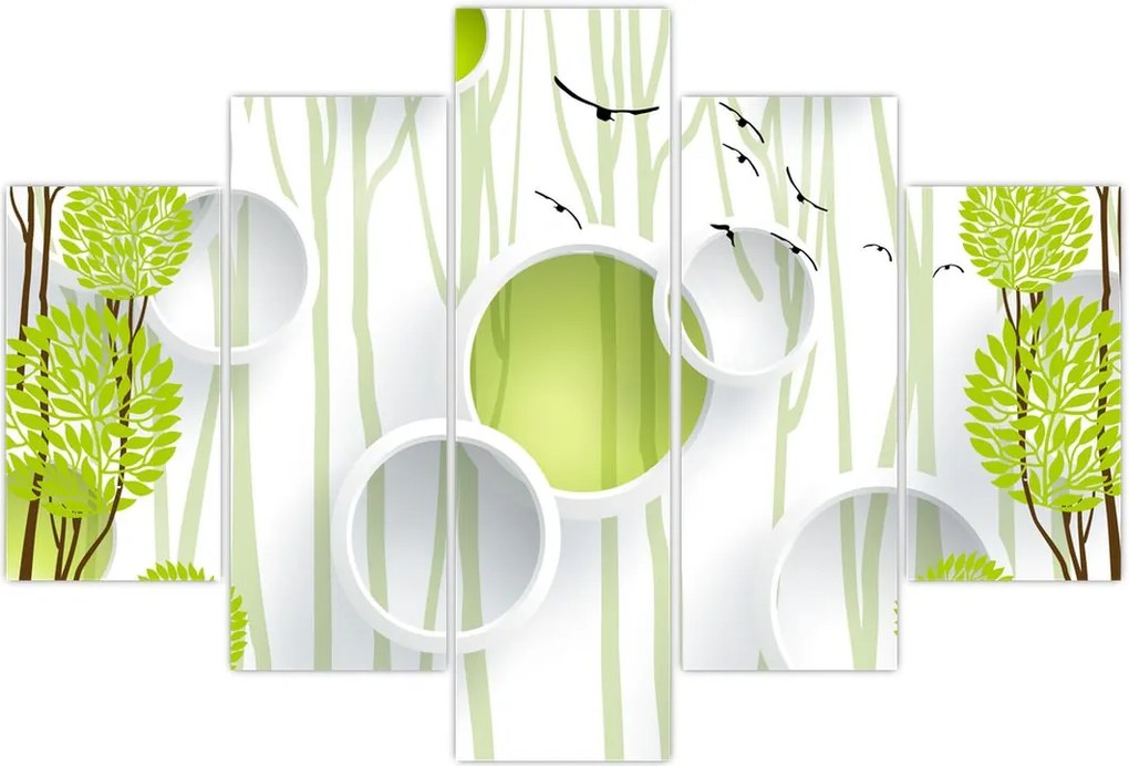 Tablou cu abstracție și copaci (150x105 cm)
