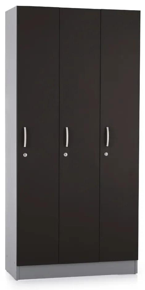 Dulap din lemn Visio LUX - 3 compartimente, 90 x 42 x 190 cm, antracit