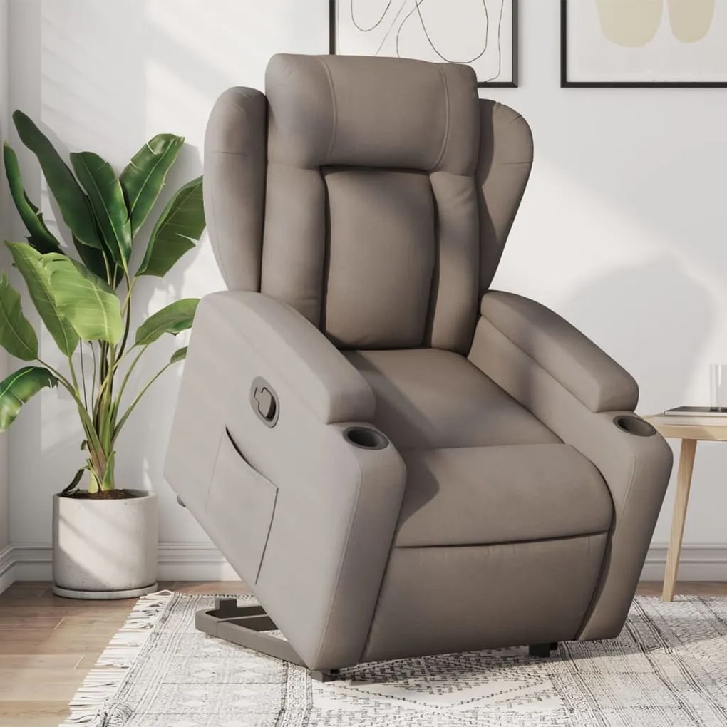 vidaXL Fotoliu rabatabil cu ridicare pe verticală, gri taupe, textil