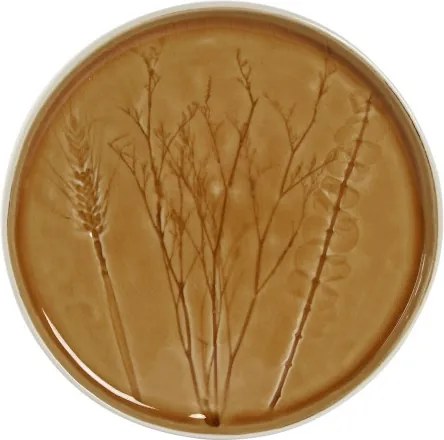 Farfurie HORECA Shabby emailată galben din ceramică stoneware cu finisaj lucios – "Floralis"