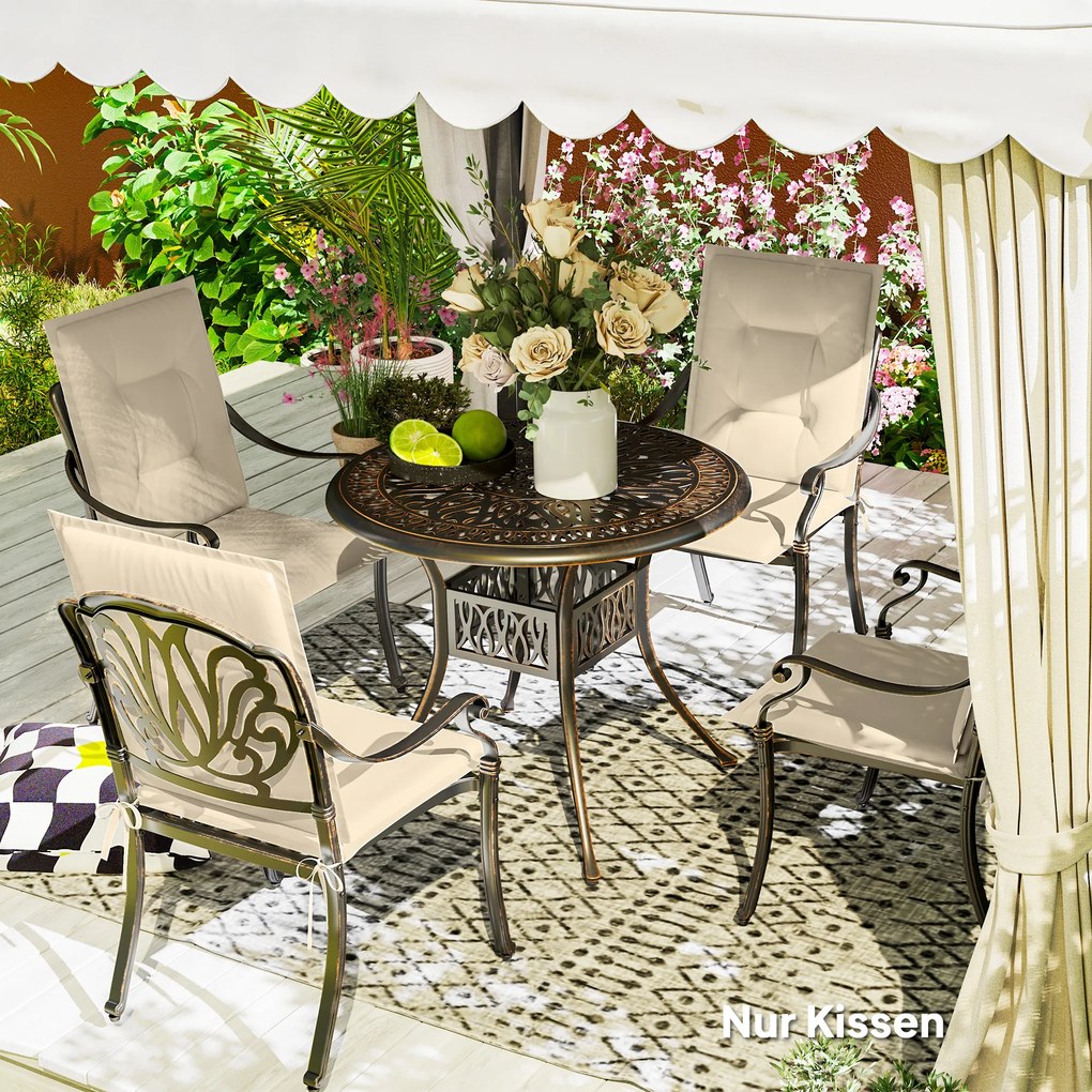 Outsunny Set 4 perne de scaun 108 x 50 x 5 cm cu curele, pernă de șezut pentru interior și exterior, Bej | Aosom Romania
