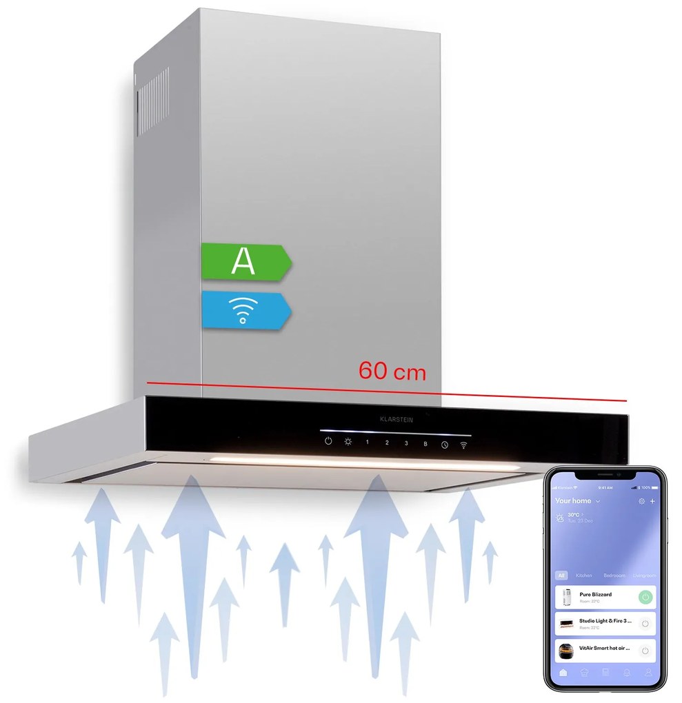 Alinea 60, hotă, 60 cm, montată pe perete, WiFi, A++, 500 m³/h, ecran tactil