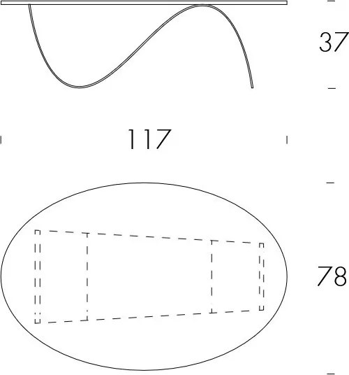 Masuta de Cafea Design LUX, Sticla Curbata, Alissa ELLIPTICAL