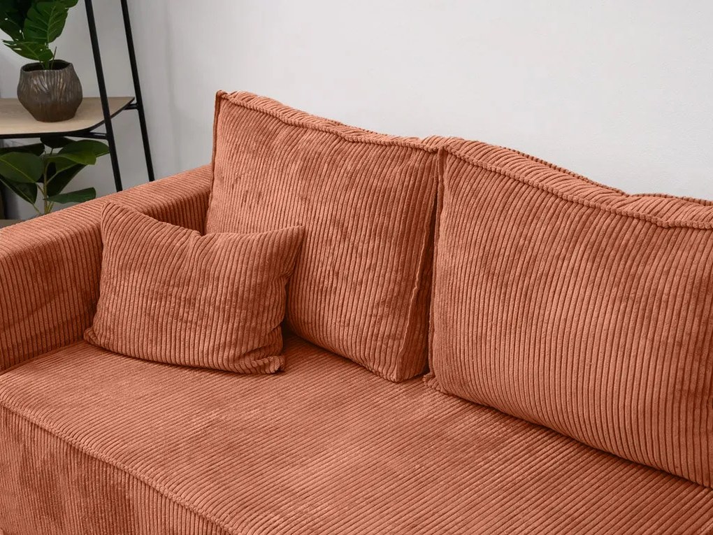 OFERTA Canapea de colt din teracota SMART COSARO, reversibila + 2 perne CADOU Calitatea a II-a