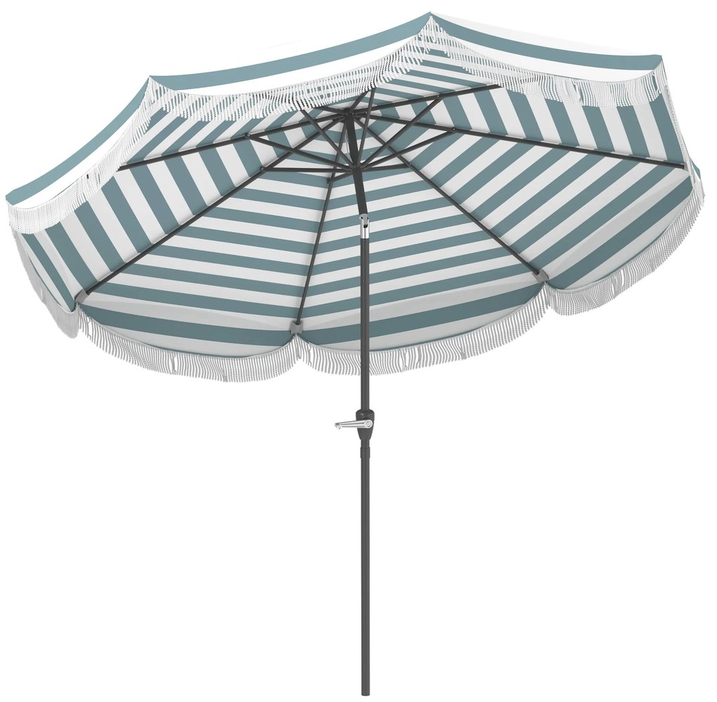Outsunny Umbrelă de grădină 2,7 m, umbrelă de exterior inclinabilă UPF 30+ cu manivelă, 8 baleiene, albastru clar și alb | Aosom Romania