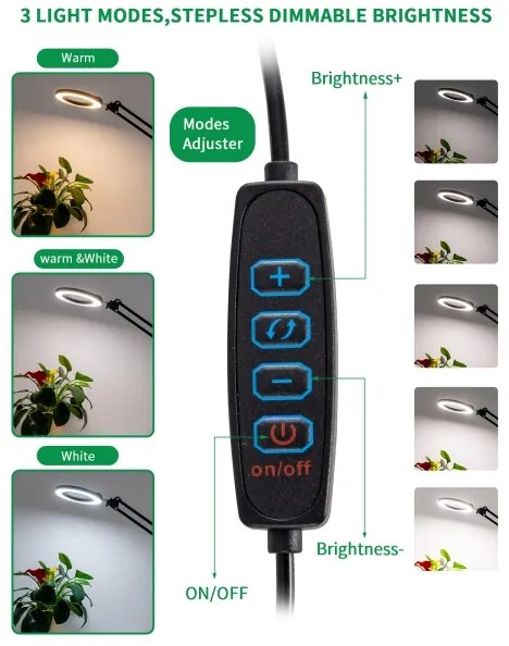 Lampă LED dimabilă de masă cu lupă Brilagi LED/12W/5V 3000/4200/6000K negru