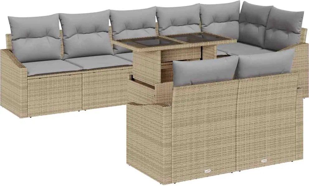 vidaXL Set de canapele pentru grădină Manual 9 pcs bej și gri deschis