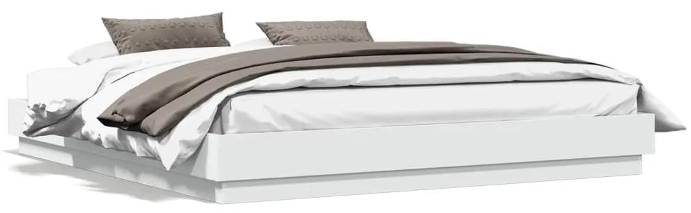 3209765 vidaXL Cadru de pat cu lumini LED, alb, 200x200 cm