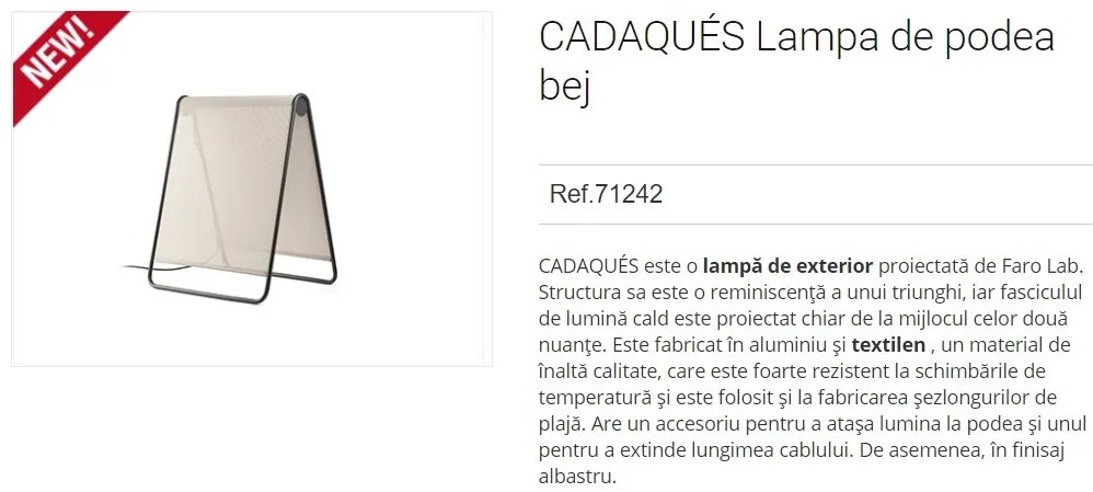 Lampa de podea LED iluminat exterior decorativ IP65 CADAQUES GRI