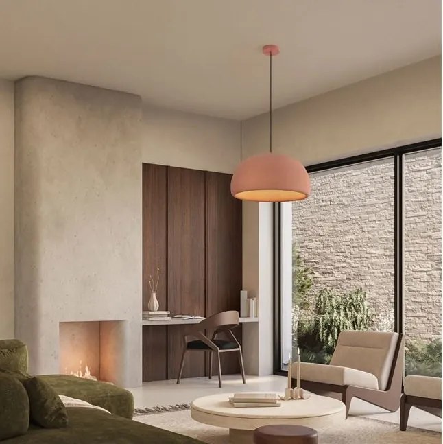 Lustra suspendata cu textura granulata Davo 43cm, rosu caramiziu