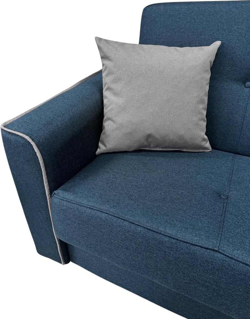 Canapea VERA extensibila, 3 locuri, lada de depozitare, stofa bleumarin + gri, 225x90x90 Bleumarin + Gri, Stofa