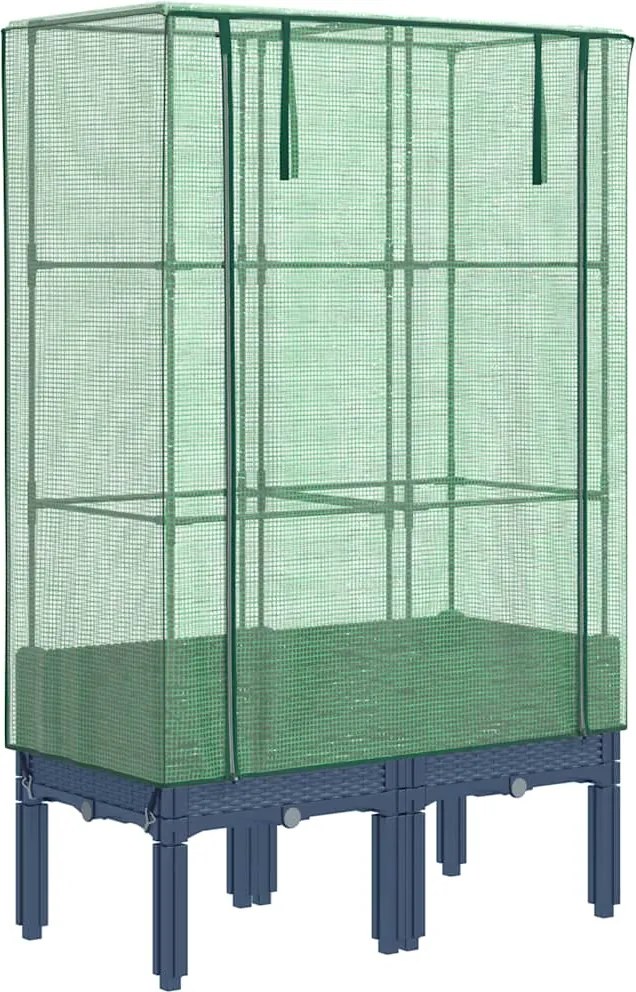vidaXL Strat înălțat cu husă de seră, aspect ratan, 80x40x140 cm