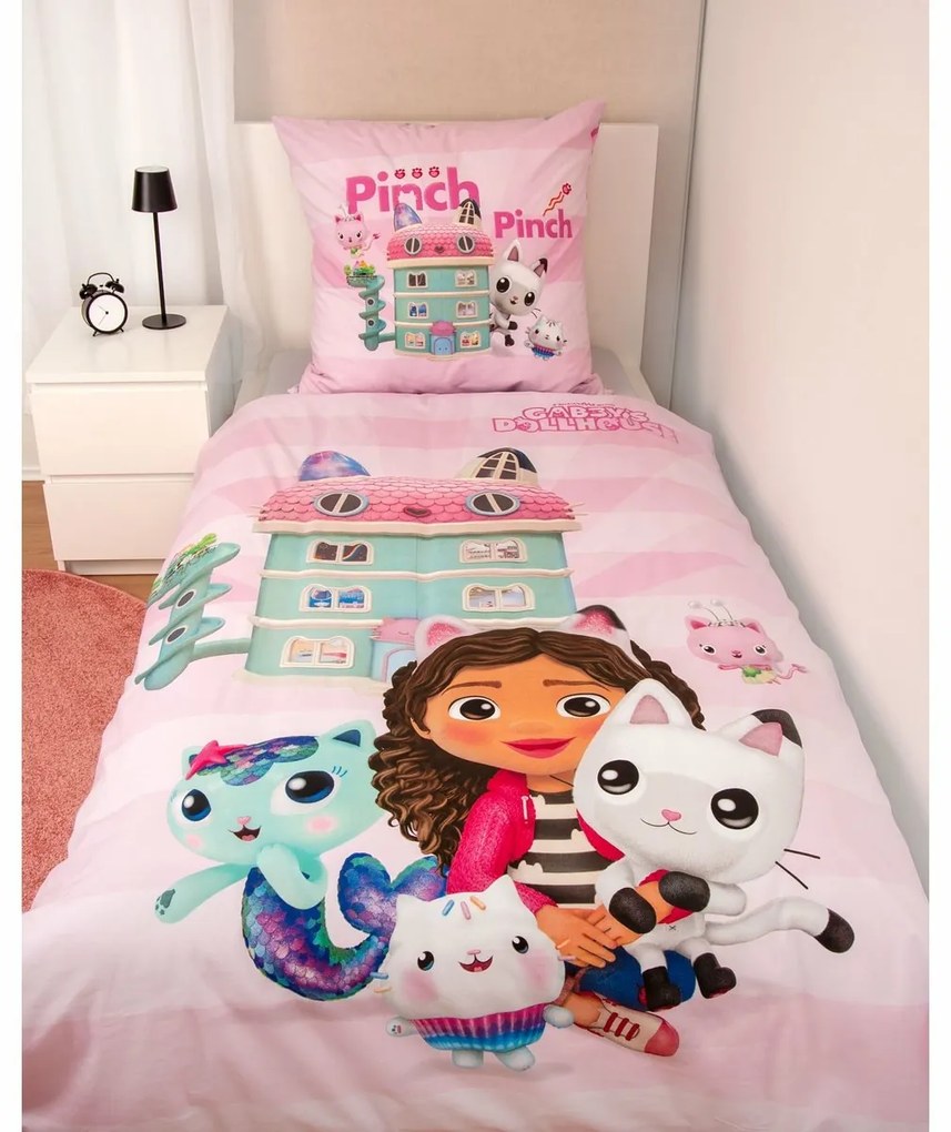 Lenjerie de pat din bumbac Herding Gabby'sDollhouse, 135 x 200 cm, 80 x 80 cm